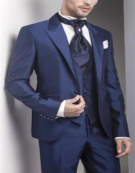 2019 morning suits peak lapels groom tuxedos dark blue groomsmen men wedding suits prom