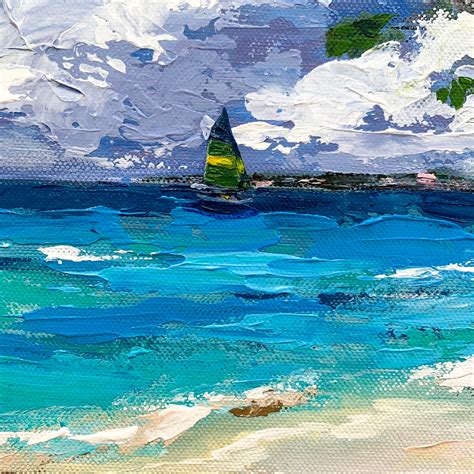 Seascape Acrylic Painting Ocean Art X Vertical Original Beach My XXX
