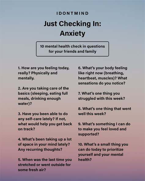 Mental Health Check In Questions To Ask Someone With Anxiety Idontmind
