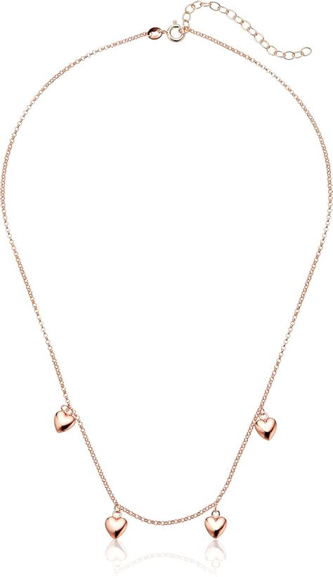 14k Rose Gold Plated Sterling Silver Puffed Heart Station