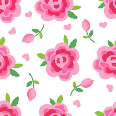 Seamless Pattern With Pink Roses Vector Illustration Stock