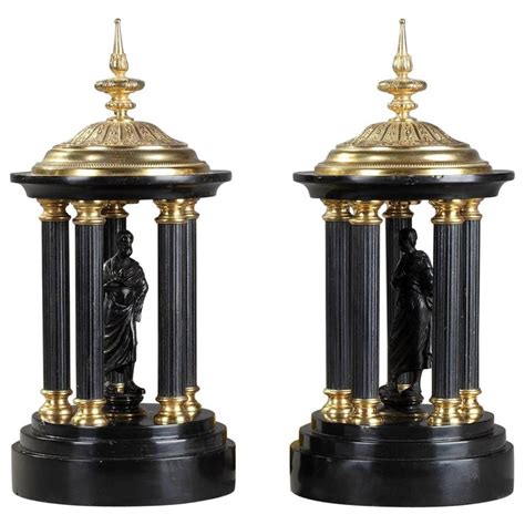 Late 19th Century Antique Black Marble And Gilt Bronze Temples At 1stdibs