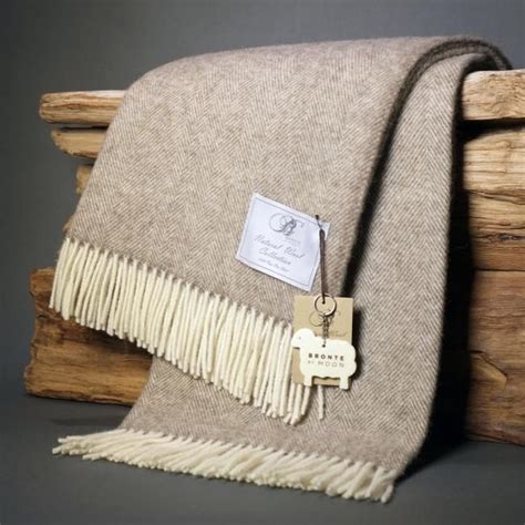 Brown Herringbone Blanket In Pure New Wool By Bronte Herringbone Blanket Blanket Pure Products