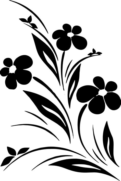 Flower Designs Black White Vector Art | Vetores florais, Silhueta