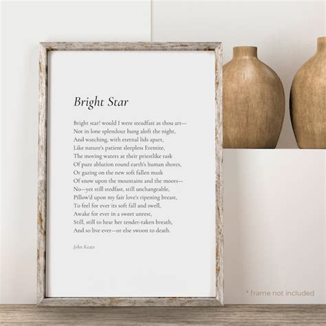 Bright Star By John Keats Poem Print Poetry Print T Etsy