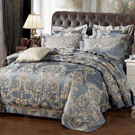 Lace Jacquard Luxury Bedding Sets Queen King Size Stain Bed Set 4pcs