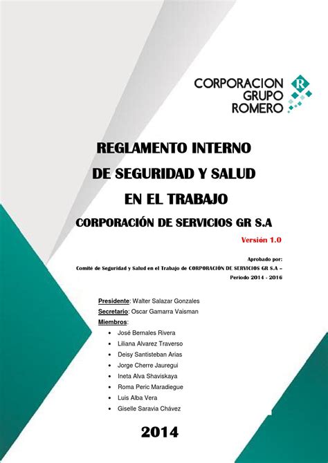 Reglamento Interno De Seguridad Y Salud En El Trabajo CGR By