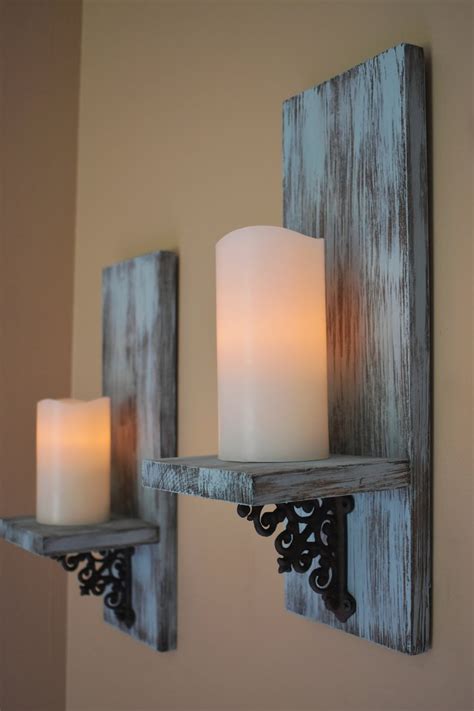 Rustic Wall Decor Wall Sconce Set Of 2 Modern Rustic Wood Etsy