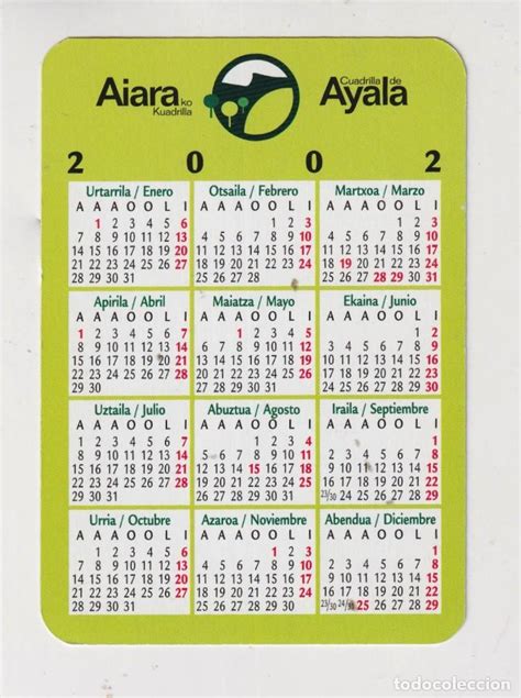 Calendario De Año 2002 Publicidad De Aiara Ko K Comprar Calendarios