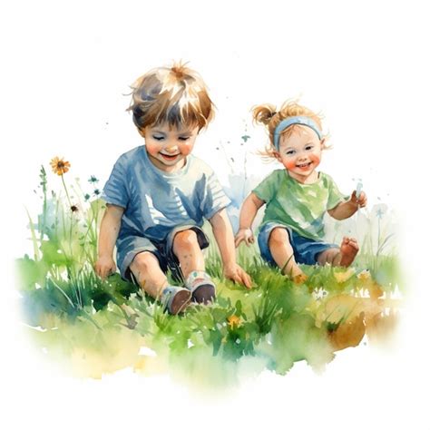 Premium Ai Image There Are Two Children Sitting On The Grass Playing