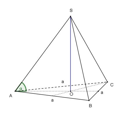 Narysuj ostrosłup prawidłowy trójkątny i zaznacz kąt nachylenia