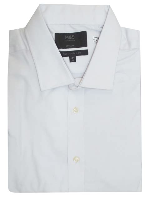 Marks And Spencer Mand5 White Pure Cotton Long Sleeve Shirt Collar