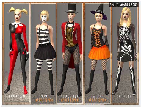 Costumes And Masks For Both Genders And All Ages Sims Sims 4 Sims 2