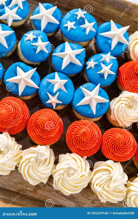 American Flag Mini Cupcakes Stock Photo Image Of Cake Recipe 255229166