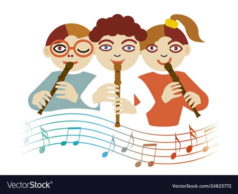 Children Playing On Flute Royalty Free Vector Image