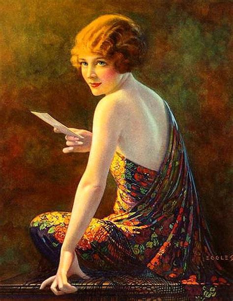 Young Woman Holding A Letter Edward M Eggleston C1920 Art Deco Print Female Art Art Deco