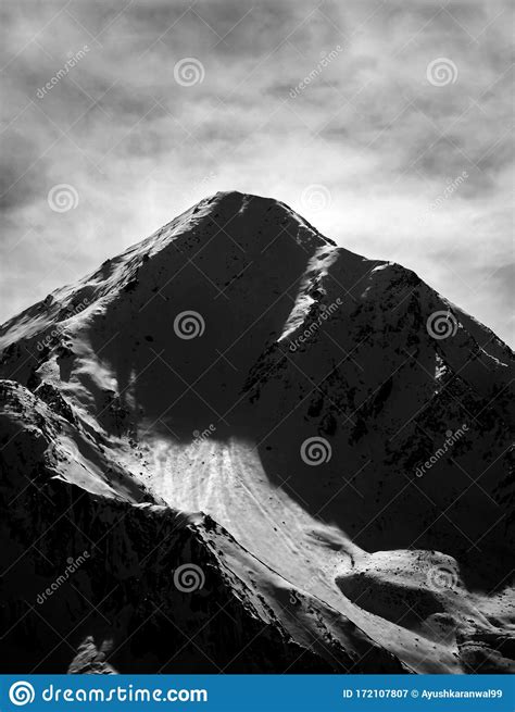 Dramatic Black And White Mountain Stock Image Image Of Scene
