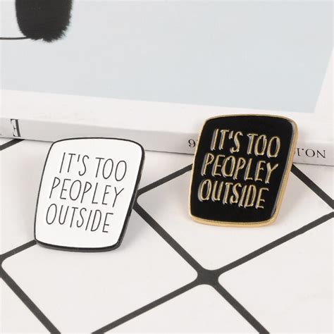 Funny Quote Enamel Pin Simple White Black Board Letters Brooch Badge Lapel Pin Introvert Pins