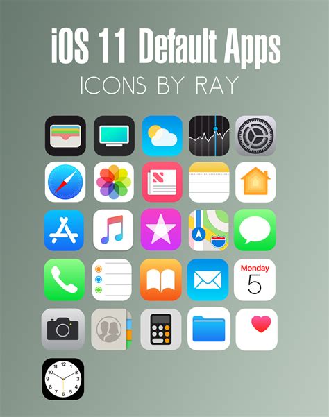 If you use my icon pack, make sure to tag me on ig @pixel_samy to give you all a story shoutout. iOS 11 Default App Icons by Ray by Raiiy on DeviantArt
