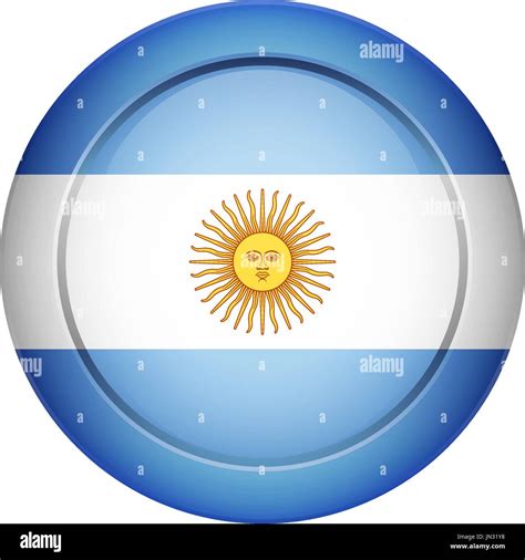 Flag Design Argentinian Flag On The Round Button Isolated Template