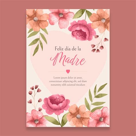 Plantilla De Tarjeta De Felicitación Del Día De La Madre En Acuarela En