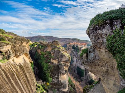 Greece Meteora Incredible Sandstone Rock Formations Stock Photo By