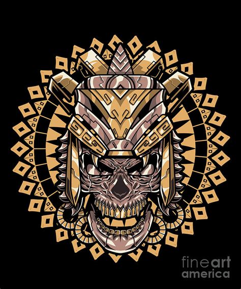 Skull Aztec Warrior Mayan Culture Inca Civilization Gift Digital Art by 