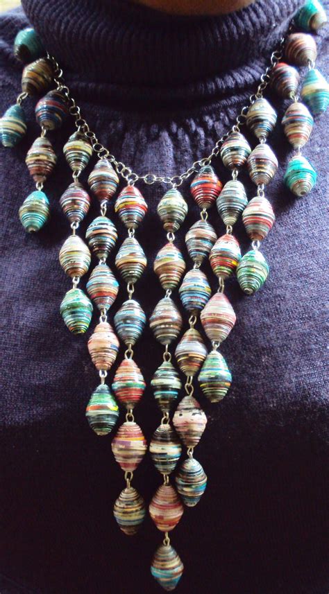 Paper Beaded Necklace Paper Beads Pinterest