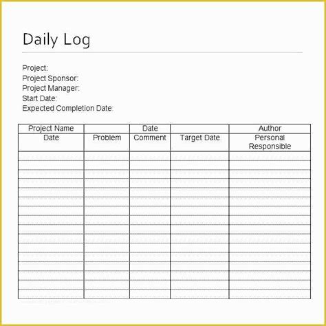 7 Printable Daily Work Log Template Sampletemplatess Sampletemplatess