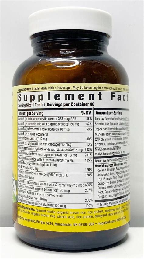 Megafood Men Over 40 One Daily Multi Vitamin Mineral Supplement 90 Tabs