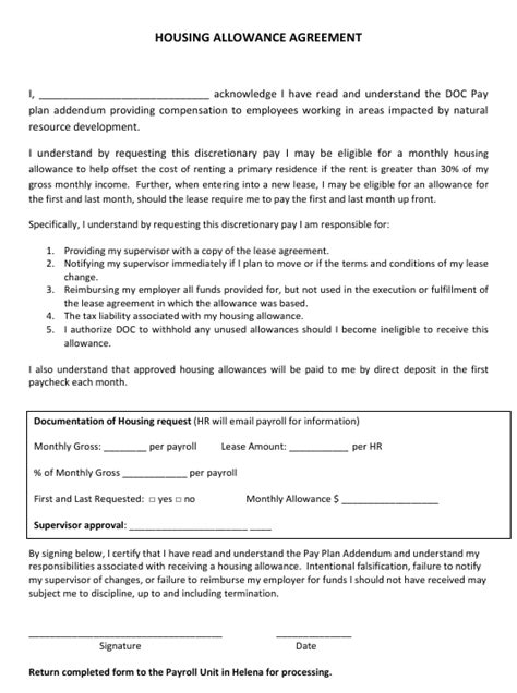 Your eligibility for affordable housing is determined on the day that your eligibility is reviewed by a marketing agent. Montana Housing Allowance Agreement Form Download Printable PDF | Templateroller