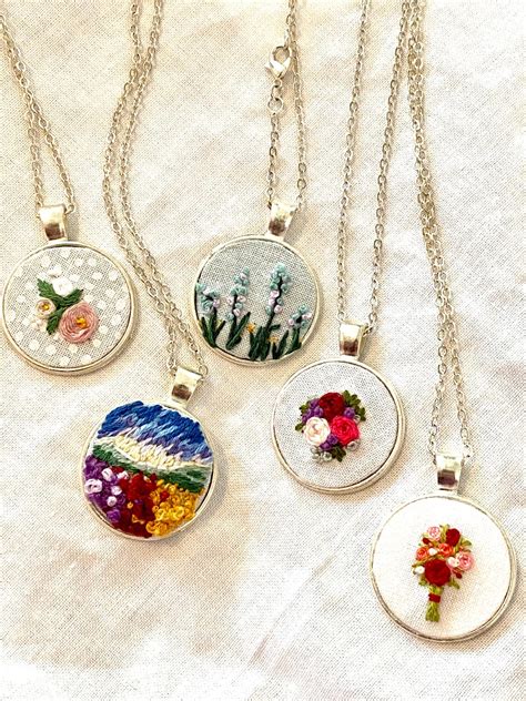 How To Make Your Own Embroidery Necklace Hand Embroidery Pendant
