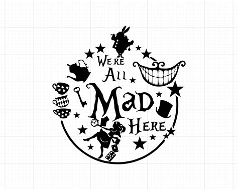 Were All Mad Here Svg Alice And Cheshire Cat Svg Alice In Wonderland