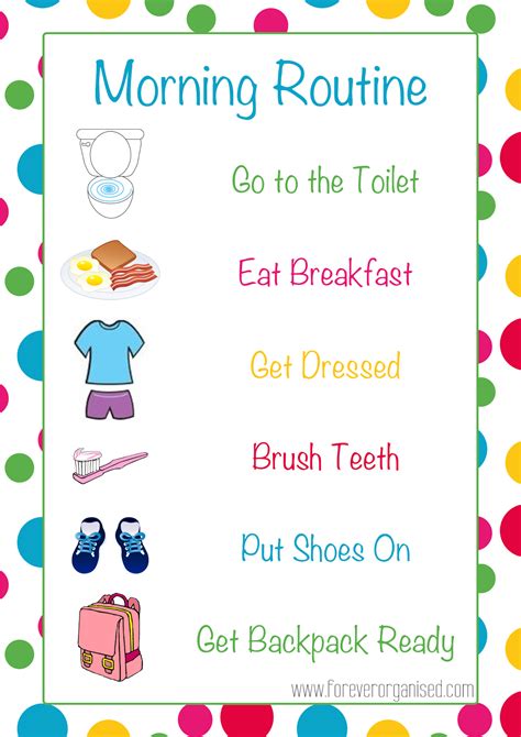 Morning Routine Chart Template Morning Routine Kids Bedtime Routine