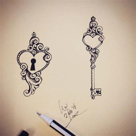 Beautiful Design For Couples In Love Locked Heart And A Key For It