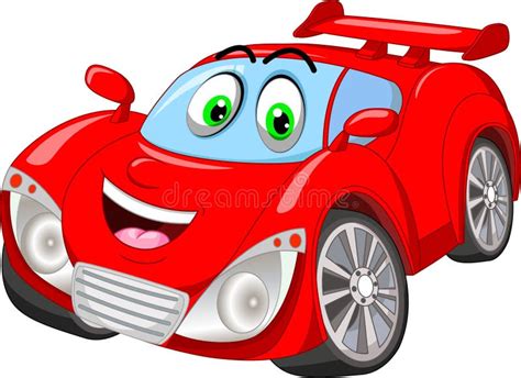 Funny Red Sport Race Car Cartoon Stock Illustration Illustration Of