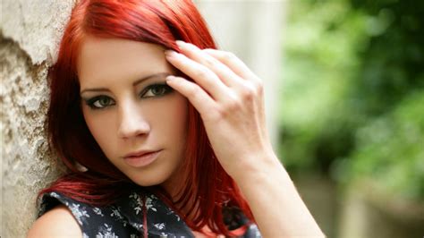 Wallpaper Face Redhead Model Long Hair Black Hair Fashion