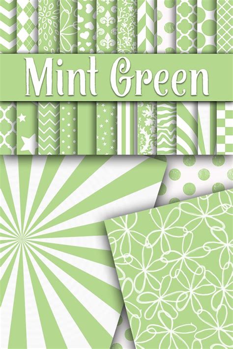 Mint Green Patterns Digital Paper 37256