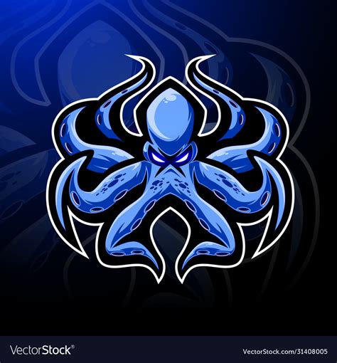 Kraken Octopus Esport Mascot Logo Design Vector Image