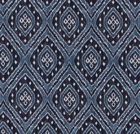 On Sale Navy Blue Ikat Upholstery Fabric Denim Blue