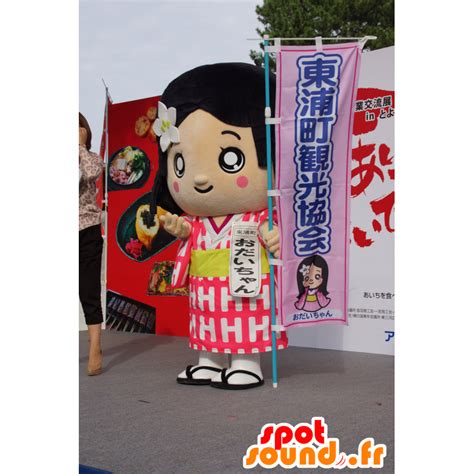 Purchase Mascot Japanese Girl With A Pink And White Tunic In Yuru Chara Japanese Mascots Color