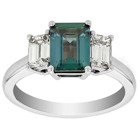 Emerald Cut Alexandrite And Diamond 3 Stone Ring In White Gold Borsheims