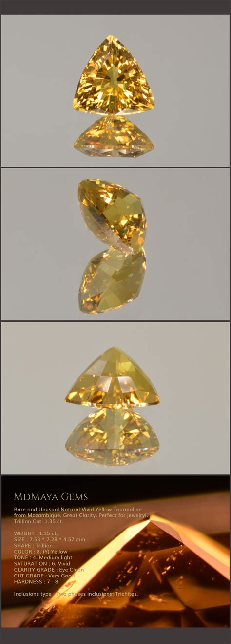 Rare And Unusual Natural Vivid Yellow Tourmaline From Mozambique Great