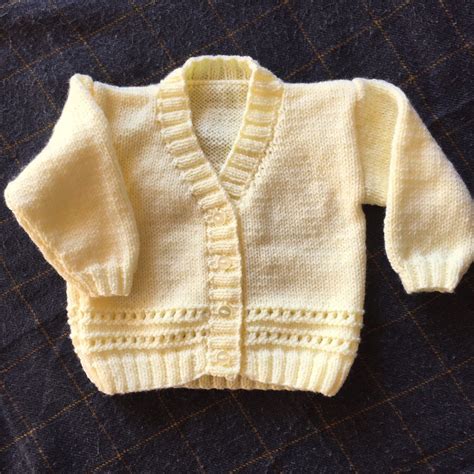 Hand Knitted Baby Cardigan With Pretty Border Detail Made To Etsy Uk