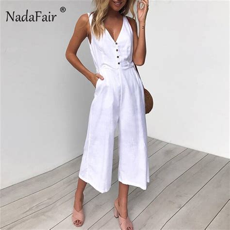 Buy Nadafair Jumpsuits Women Casual Cotton Linen