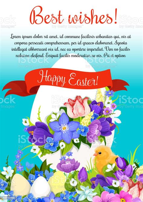 Happy Easter Paschal Egg Vector Greeting Poster Stock Illustration