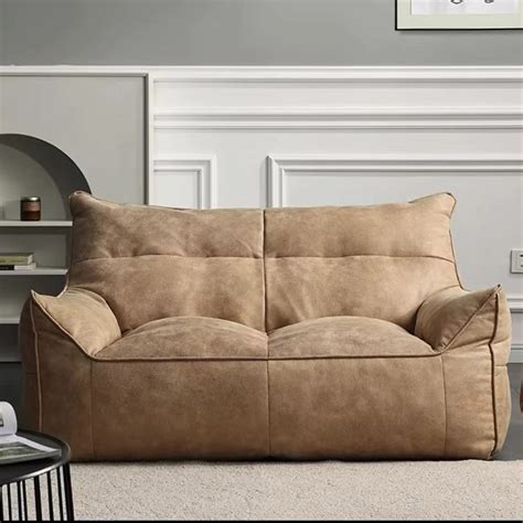 Bean Bag Chair 2 Seat Sectional Lazy Sofa Cover Faux Suede