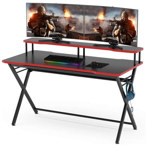 Tribesigns 55 Inch Large Gaming Desk With Monitor Stand And Headphone