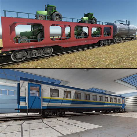 3d Model Trains Package Vr Ar Low Poly Cgtrader