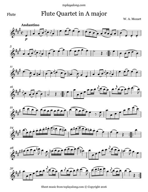 Flute Quartet In A Major I Andante